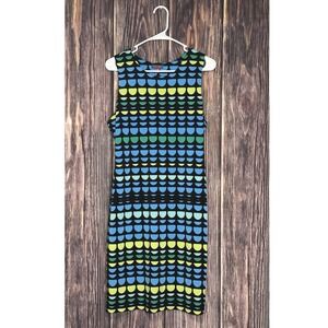 Vince Camuto Womens Sleeveless Sheath Dress Black Blue Green Scallop Print M